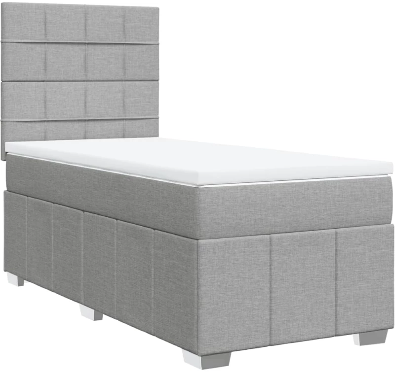 vidaXL Κρεβάτι Boxspring με Στρώμα Ανοιχτό Γκρι 80x200 εκ. Υφασμάτινο