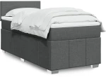 vidaXL Κρεβάτι Boxspring με Στρώμα Σκούρο Γκρι 90x190 εκ. Υφασμάτινο