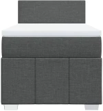 vidaXL Κρεβάτι Boxspring με Στρώμα Σκούρο Γκρι 90x190 εκ. Υφασμάτινο