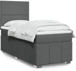 vidaXL Κρεβάτι Boxspring με Στρώμα Σκούρο Γκρι 90x190 εκ. Υφασμάτινο