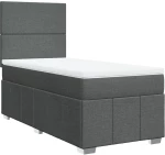 vidaXL Κρεβάτι Boxspring με Στρώμα Σκούρο Γκρι 90x190 εκ. Υφασμάτινο