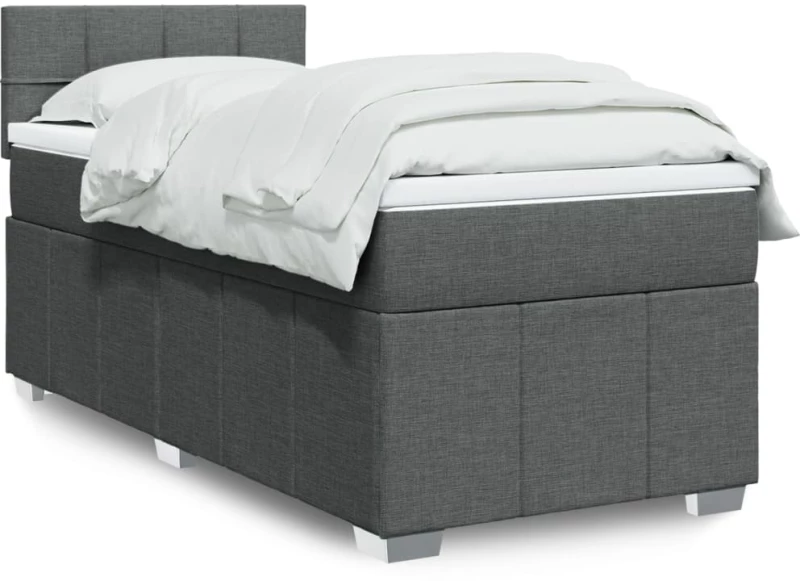 vidaXL Κρεβάτι Boxspring με Στρώμα Σκούρο Γκρι 80x200 εκ. Υφασμάτινο