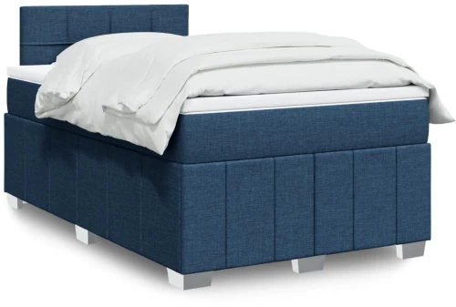 vidaXL Κρεβάτι Boxspring με Στρώμα Μπλε 120x190 εκ. Υφασμάτινο