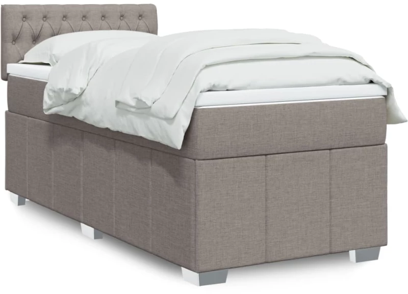 vidaXL Κρεβάτι Boxspring με Στρώμα Taupe 100 x 200 εκ. Υφασμάτινο