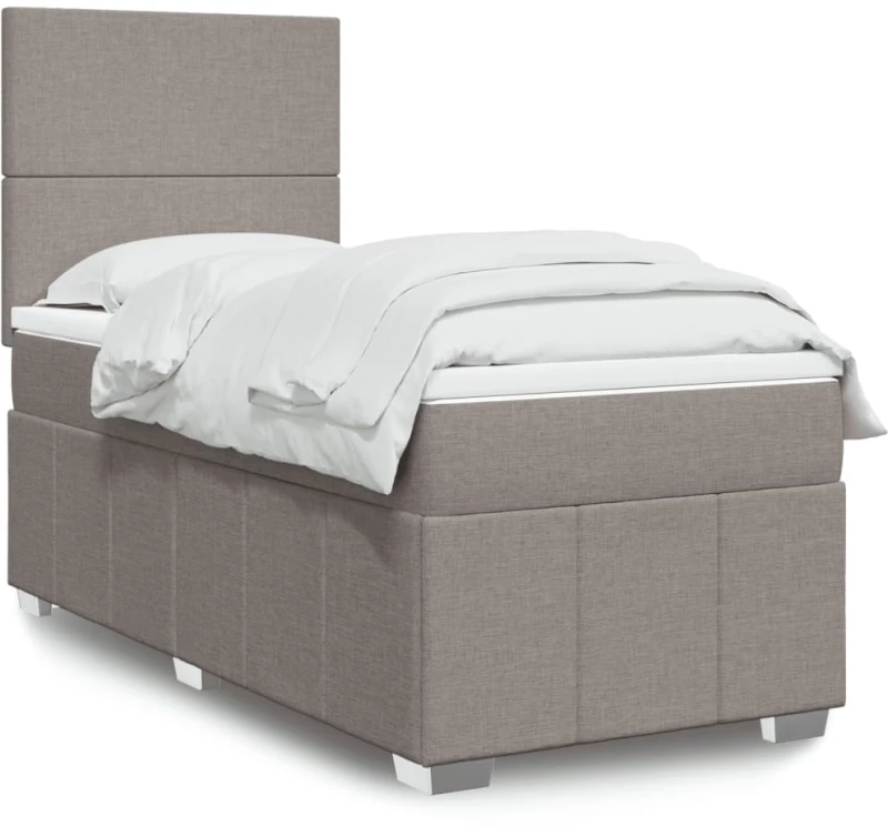 vidaXL Κρεβάτι Boxspring με Στρώμα Taupe 100 x 200 εκ. Υφασμάτινο