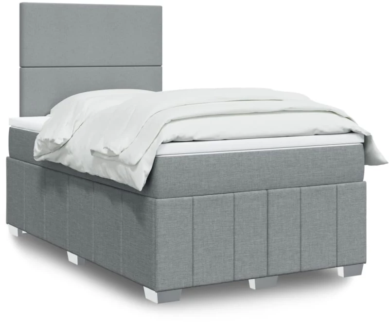 vidaXL Κρεβάτι Boxspring με Στρώμα Ανοιχτό Γκρι 120x190 εκ. Υφασμάτινο