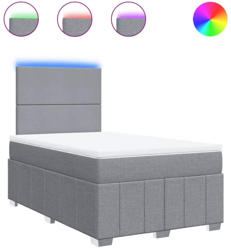 vidaXL Κρεβάτι Boxspring με Στρώμα Ανοιχτό Γκρι 120x190 εκ. Υφασμάτινο
