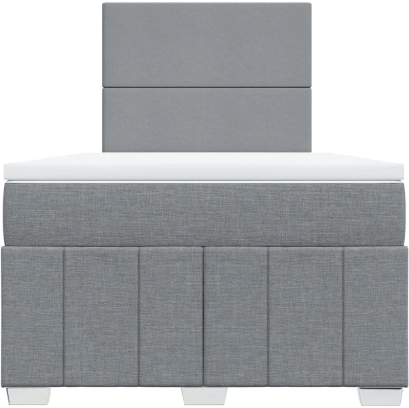 vidaXL Κρεβάτι Boxspring με Στρώμα Ανοιχτό Γκρι 120x190 εκ. Υφασμάτινο