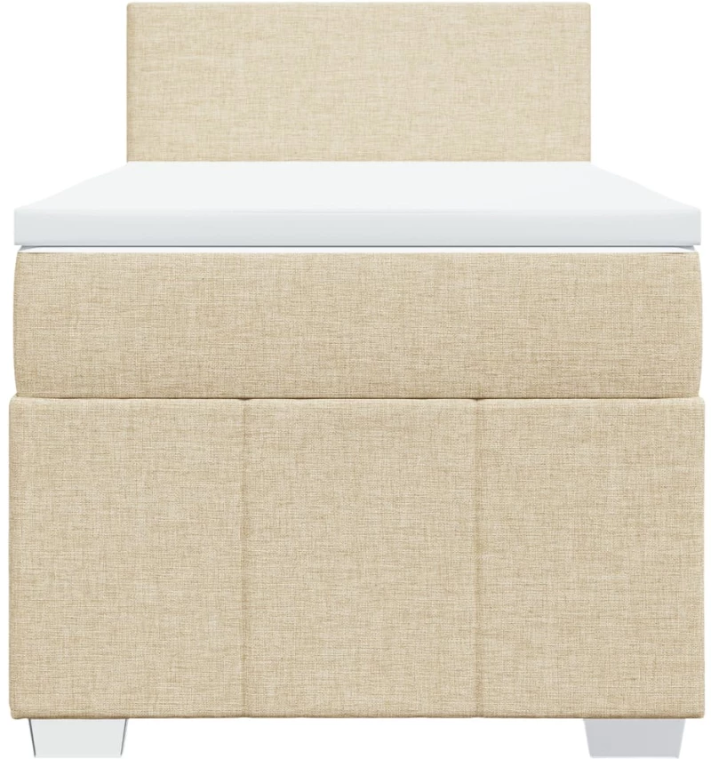 vidaXL Κρεβάτι Boxspring με Στρώμα Κρεμ 100 x 200 εκ. Υφασμάτινο