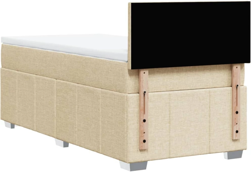 vidaXL Κρεβάτι Boxspring με Στρώμα Κρεμ 100 x 200 εκ. Υφασμάτινο