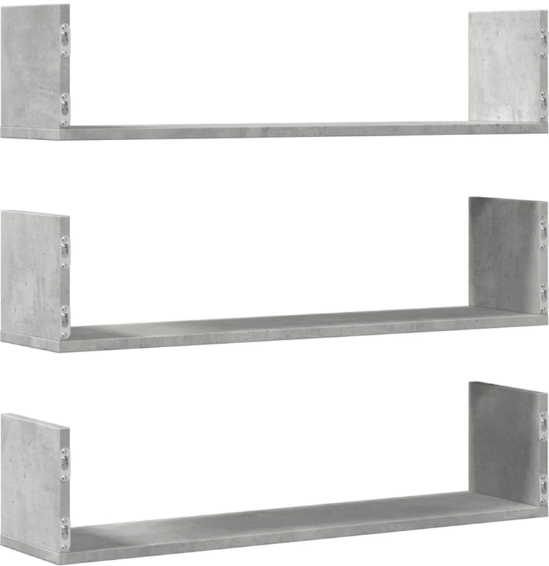 vidaXL Ραφιέρες Τοίχου 3 τεμ. Γκρι Σκυρ. 80x18x18 εκ. Επεξεργ. Ξύλο