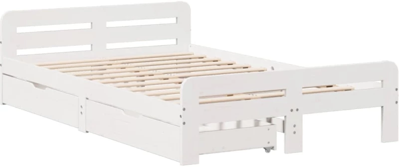 vidaXL Σκελετός Κρεβ. Χωρίς Στρώμα Λευκό 135x190 εκ Μασίφ Πεύκο