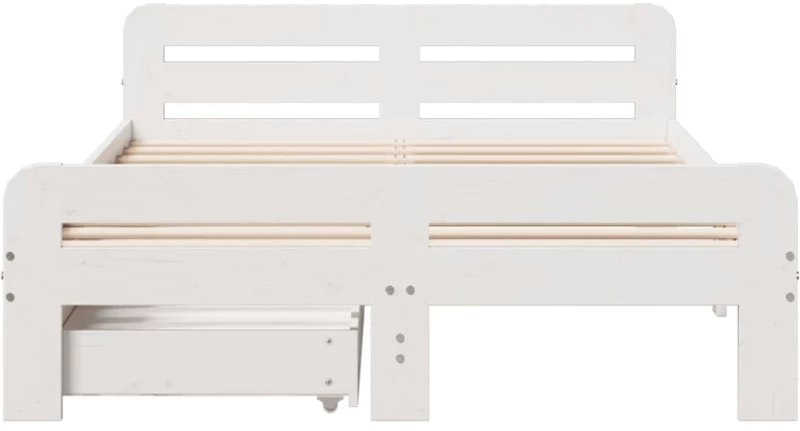 vidaXL Σκελετός Κρεβ. Χωρίς Στρώμα Λευκό 135x190 εκ Μασίφ Πεύκο