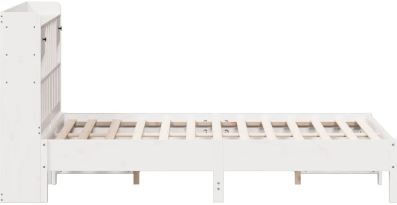 vidaXL Κρεβάτι Βιβλιοθήκη Χωρίς Στρώμα Λευκό 135x190 εκ Μασίφ Πεύκο