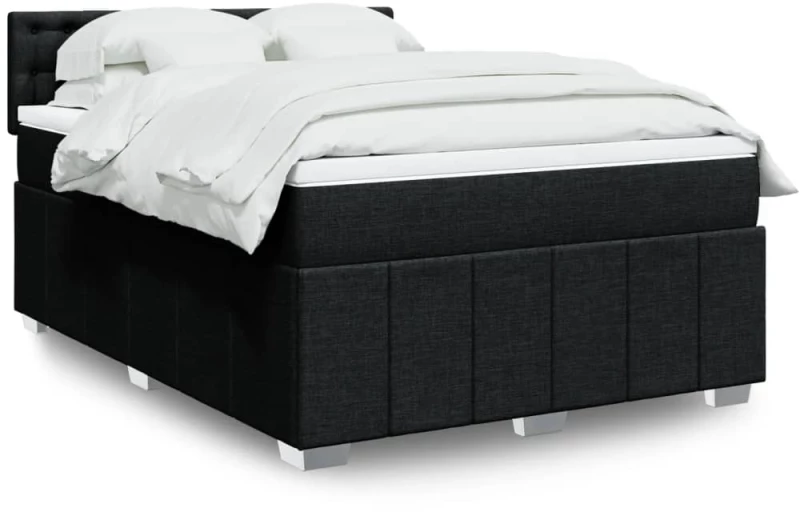 vidaXL Κρεβάτι Boxspring με Στρώμα Μαύρο 160x200 εκ. Υφασμάτινο