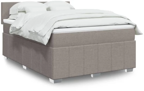 vidaXL Κρεβάτι Boxspring με Στρώμα Taupe 160x200 εκ. Υφασμάτινο