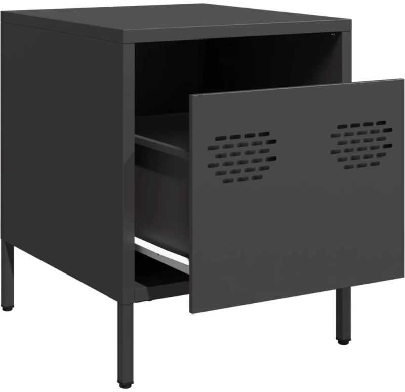 vidaXL Κομοδίνα 2 τεμ. Μαύρο 35x39x43,5 εκ. από Χάλυβα
