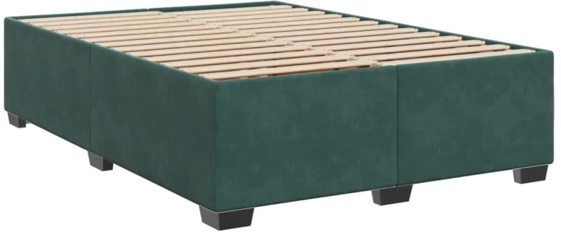 vidaXL Κρεβάτι Boxspring με Στρώμα Σκούρο Πράσινο 140x200εκ. Βελούδινο