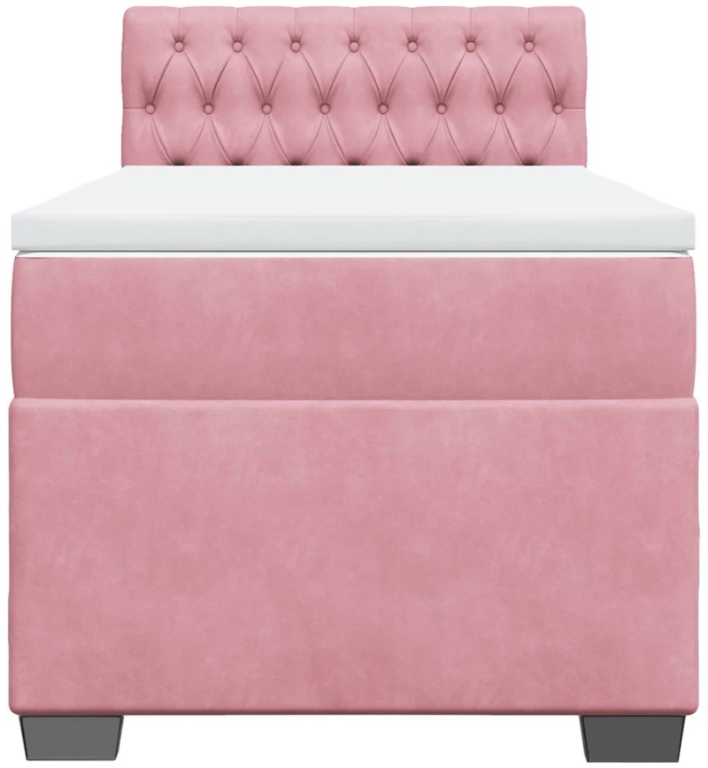 vidaXL Κρεβάτι Boxspring με Στρώμα Ροζ 80 x 200 εκ. Βελούδινο