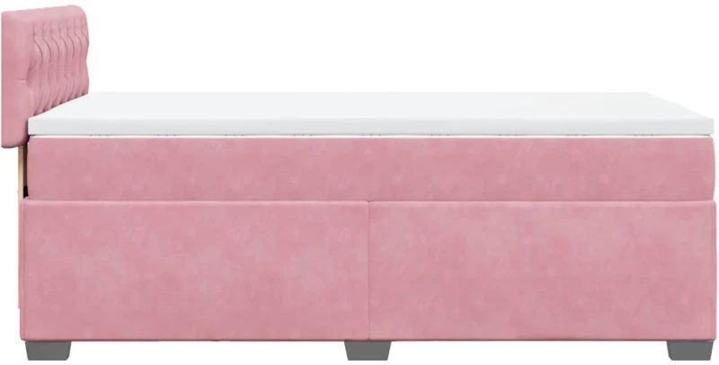 vidaXL Κρεβάτι Boxspring με Στρώμα Ροζ 80 x 200 εκ. Βελούδινο