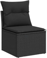 vidaXL Καναπές Σετ 7 Τεμαχίων Μαύρο Συνθετικό Ρατάν με Μαξιλάρια