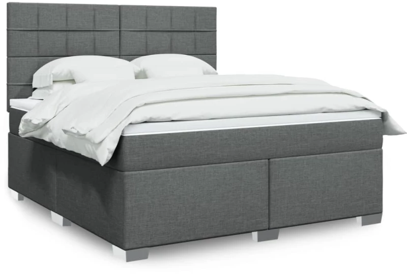 vidaXL Κρεβάτι Boxspring με Στρώμα Σκούρο Γκρι 180x200 εκ Υφασμάτιν