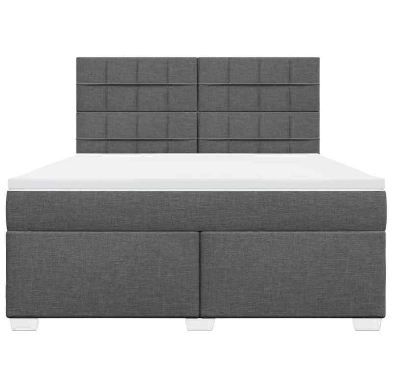 vidaXL Κρεβάτι Boxspring με Στρώμα Σκούρο Γκρι 180x200 εκ Υφασμάτιν