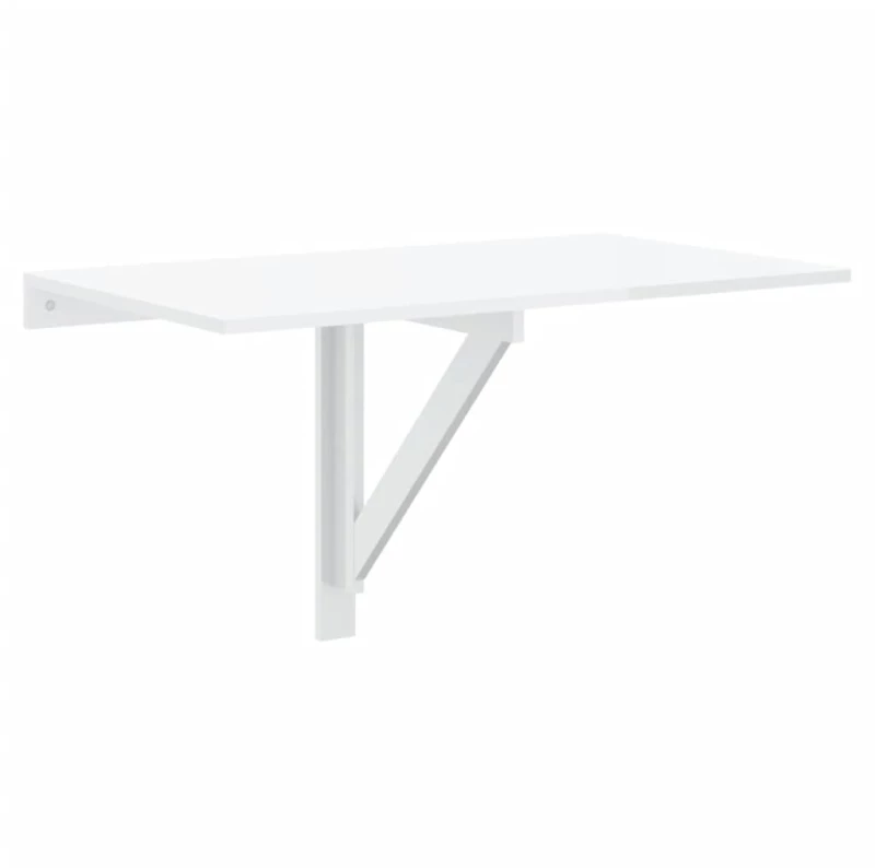 vidaXL Τραπέζι Τοίχου Πτυσσόμενο Γυαλ. Λευκό 100x60x56 εκ. Επεξ. Ξύλο
