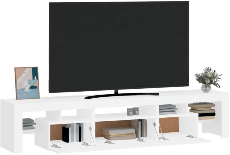 vidaXL Έπιπλο Τηλεόρασης με LED Λευκό 200 x 36,5 x 40 εκ.