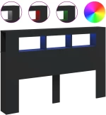 vidaXL Κεφαλάρι Κρεβατιού με LED Μαύρο 160x18,5x103,5 εκ Επεξεργ. Ξύλο
