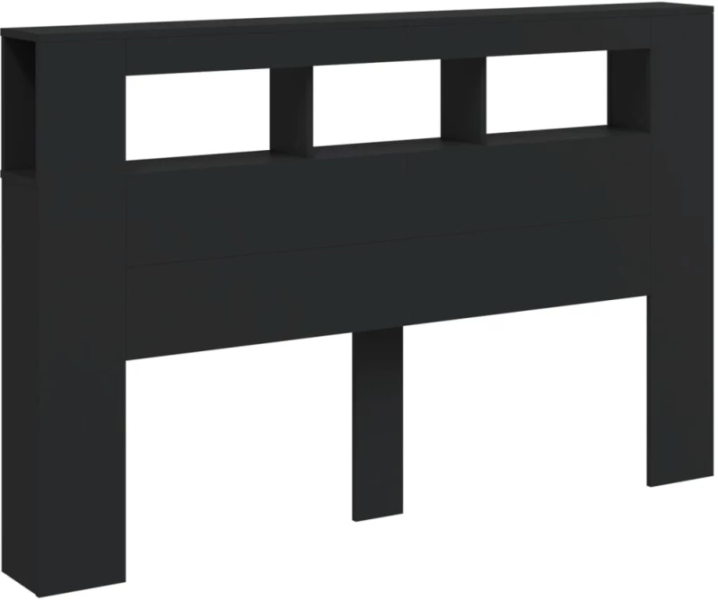 vidaXL Κεφαλάρι Κρεβατιού με LED Μαύρο 160x18,5x103,5 εκ Επεξεργ. Ξύλο