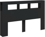 vidaXL Κεφαλάρι Κρεβατιού με LED Μαύρο 160x18,5x103,5 εκ Επεξεργ. Ξύλο