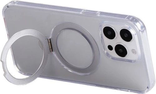 Magnetic protective phone case with holder Joyroom JR-BP004 for iPhone 15 (transparent)