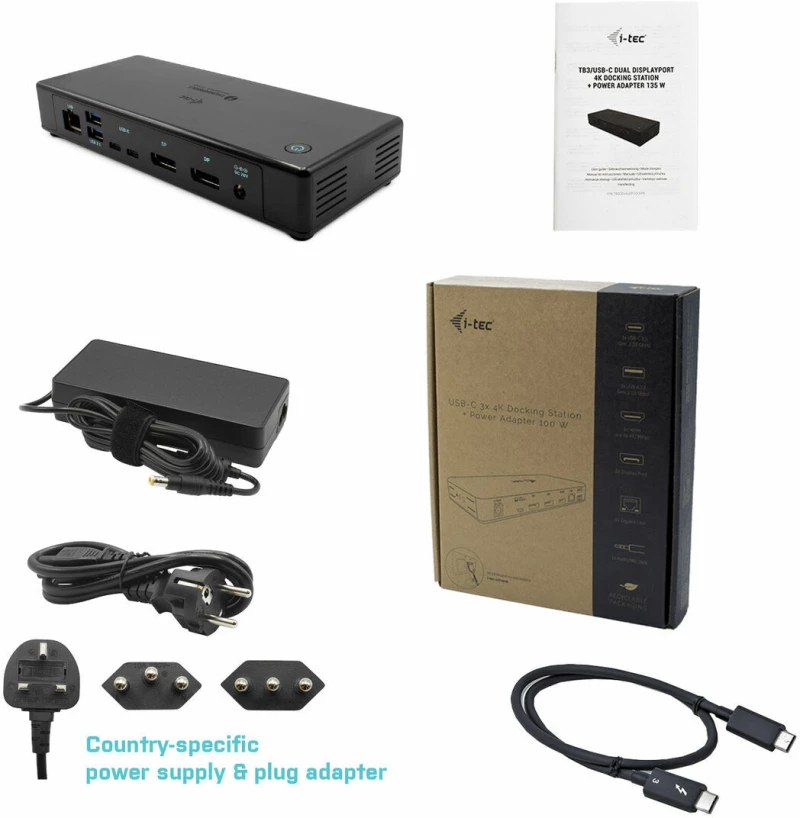 Dockstation i-Tec TB3CDUALDPDOCKPD Μαύρο