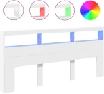 vidaXL Κεφαλάρι με Αποθηκευτικό Χώρο και LED Λευκό 220 x 17 x 102 εκ.