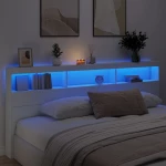vidaXL Κεφαλάρι με Αποθηκευτικό Χώρο και LED Λευκό 220 x 17 x 102 εκ.