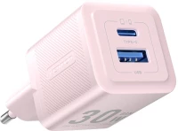 Wall charger, Vention, FEQP0-EU,  USB-C + USB- A,  30W/30W, GaN (pink)