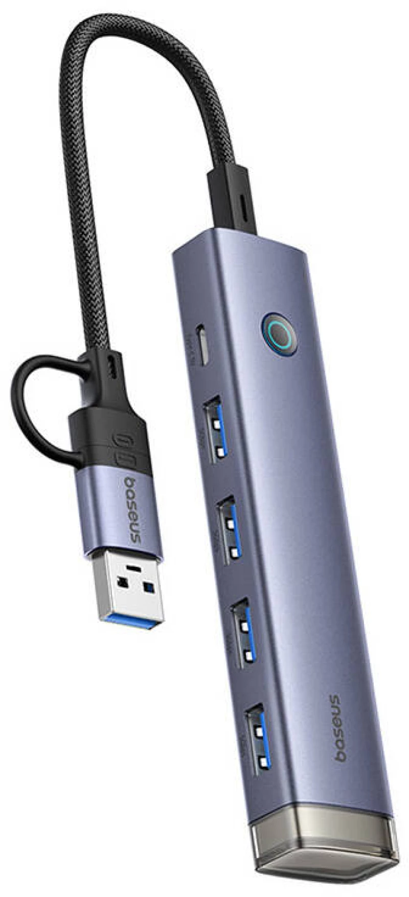 Hub 4in1 Baseus UltraJoy USB-A&USB-C to 4xUSB3.0+USB-C (grey)