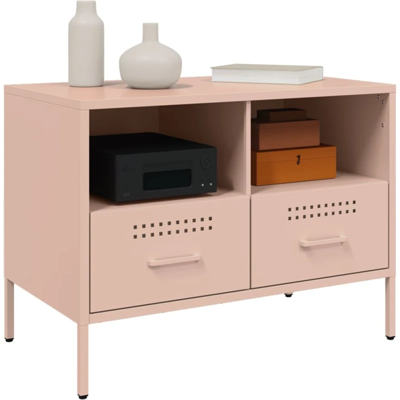 vidaXL Έπιπλα Τηλεόρασης 2 τεμ. Ροζ 68x39x50,5 εκ. από Χάλυβα