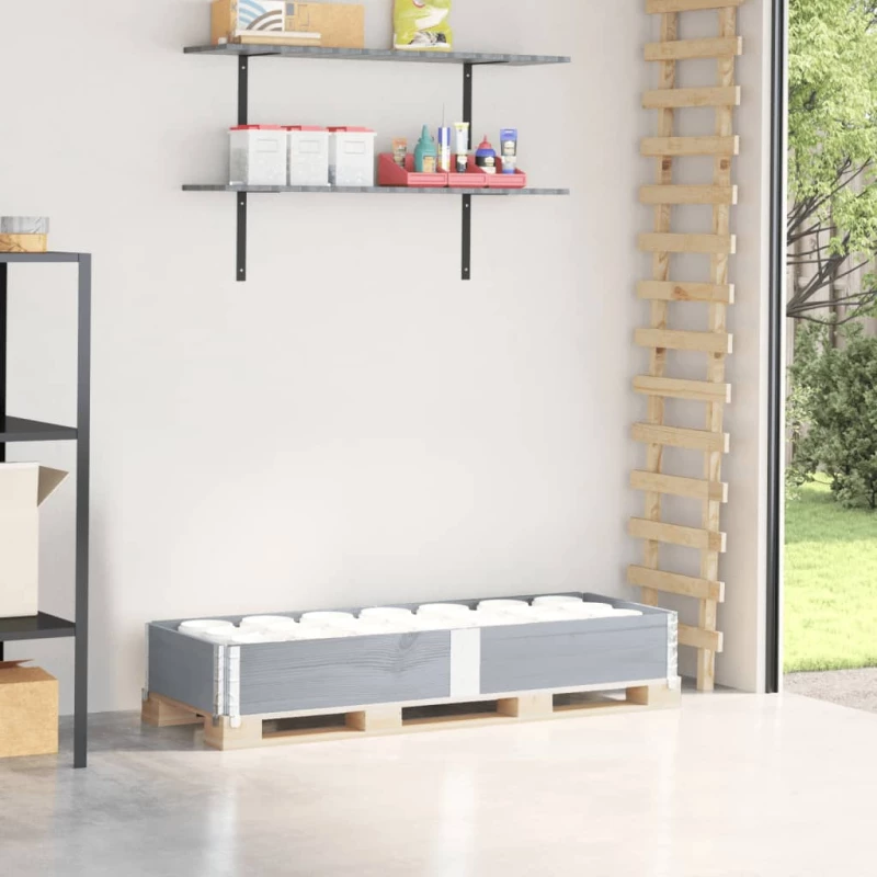 vidaXL Κολάρα Παλέτας Γκρι 150x50 εκ. από Μασίφ Ξύλο Πεύκου