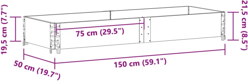 vidaXL Κολάρα Παλέτας Γκρι 150x50 εκ. από Μασίφ Ξύλο Πεύκου