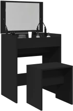 vidaXL Μπουντουάρ και Σκαμπό Μαύρο 60 x 40 x 113,5 εκ.
