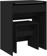 vidaXL Μπουντουάρ και Σκαμπό Μαύρο 60 x 40 x 113,5 εκ.