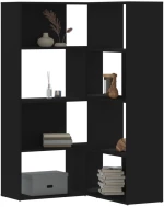 vidaXL Βιβλιοθήκη Γωνιακή 4 Επ. Μαύρο 85x85x140 εκ Επεξεργασμένο Ξύλο