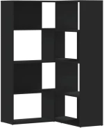 vidaXL Βιβλιοθήκη Γωνιακή 4 Επ. Μαύρο 85x85x140 εκ Επεξεργασμένο Ξύλο