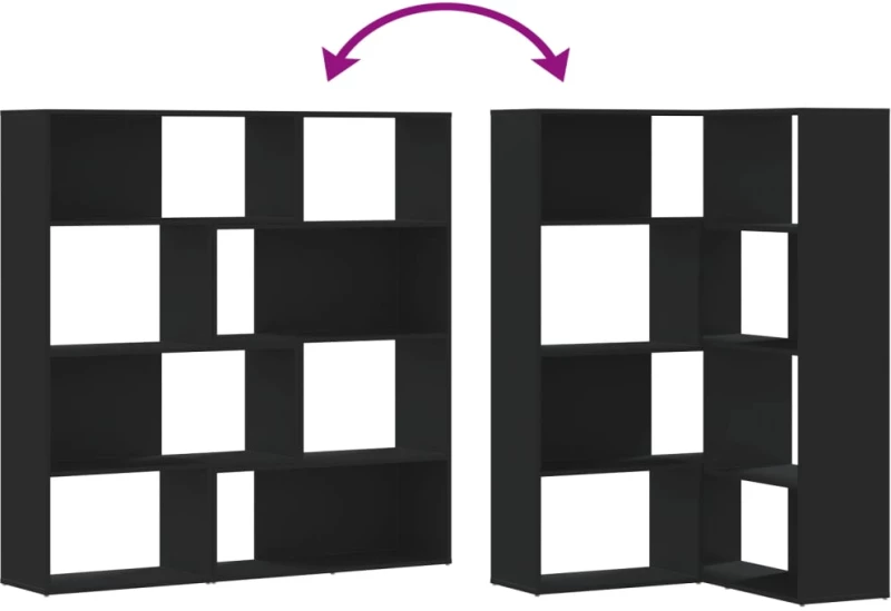 vidaXL Βιβλιοθήκη Γωνιακή 4 Επ. Μαύρο 85x85x140 εκ Επεξεργασμένο Ξύλο