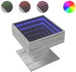 vidaXL Τραπεζάκι Σαλονιού με LED Γκρι 50x50x45 εκ. Επεξεργασμένο Ξύλο