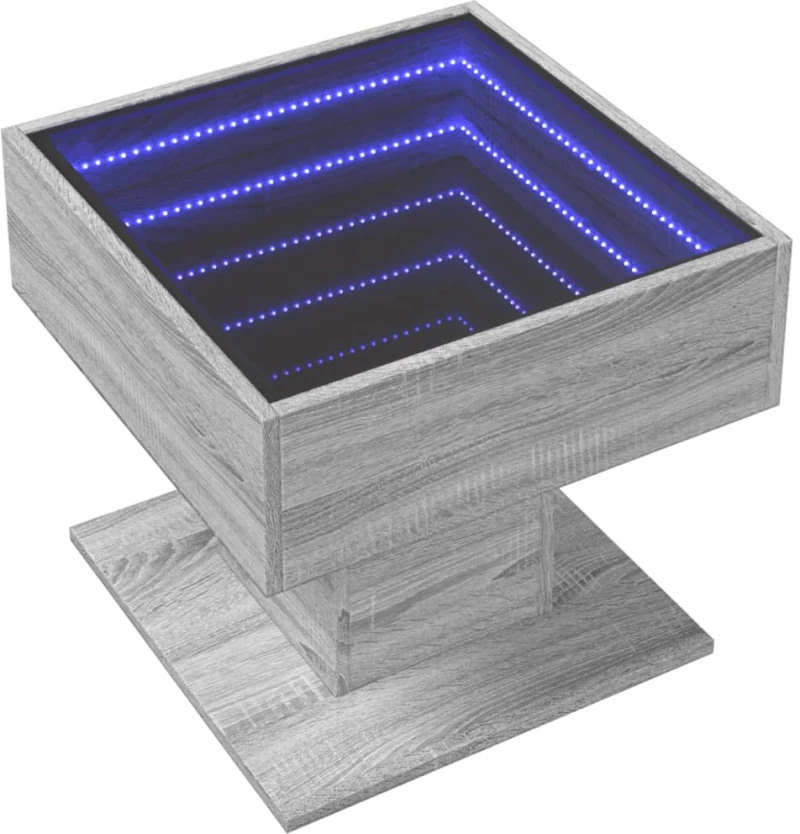 vidaXL Τραπεζάκι Σαλονιού με LED Γκρι 50x50x45 εκ. Επεξεργασμένο Ξύλο