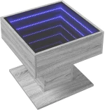 vidaXL Τραπεζάκι Σαλονιού με LED Γκρι 50x50x45 εκ. Επεξεργασμένο Ξύλο