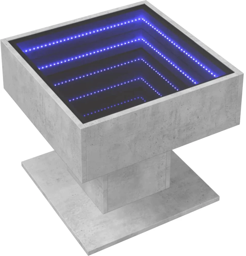 vidaXL Τραπεζάκι Σαλονιού με LED Γκρι 50x50x45 εκ. Επεξεργασμένο Ξύλο